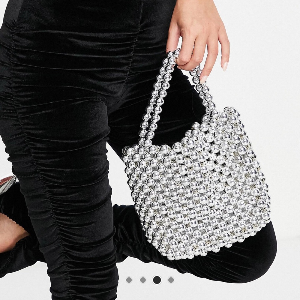 Beaded silver bag